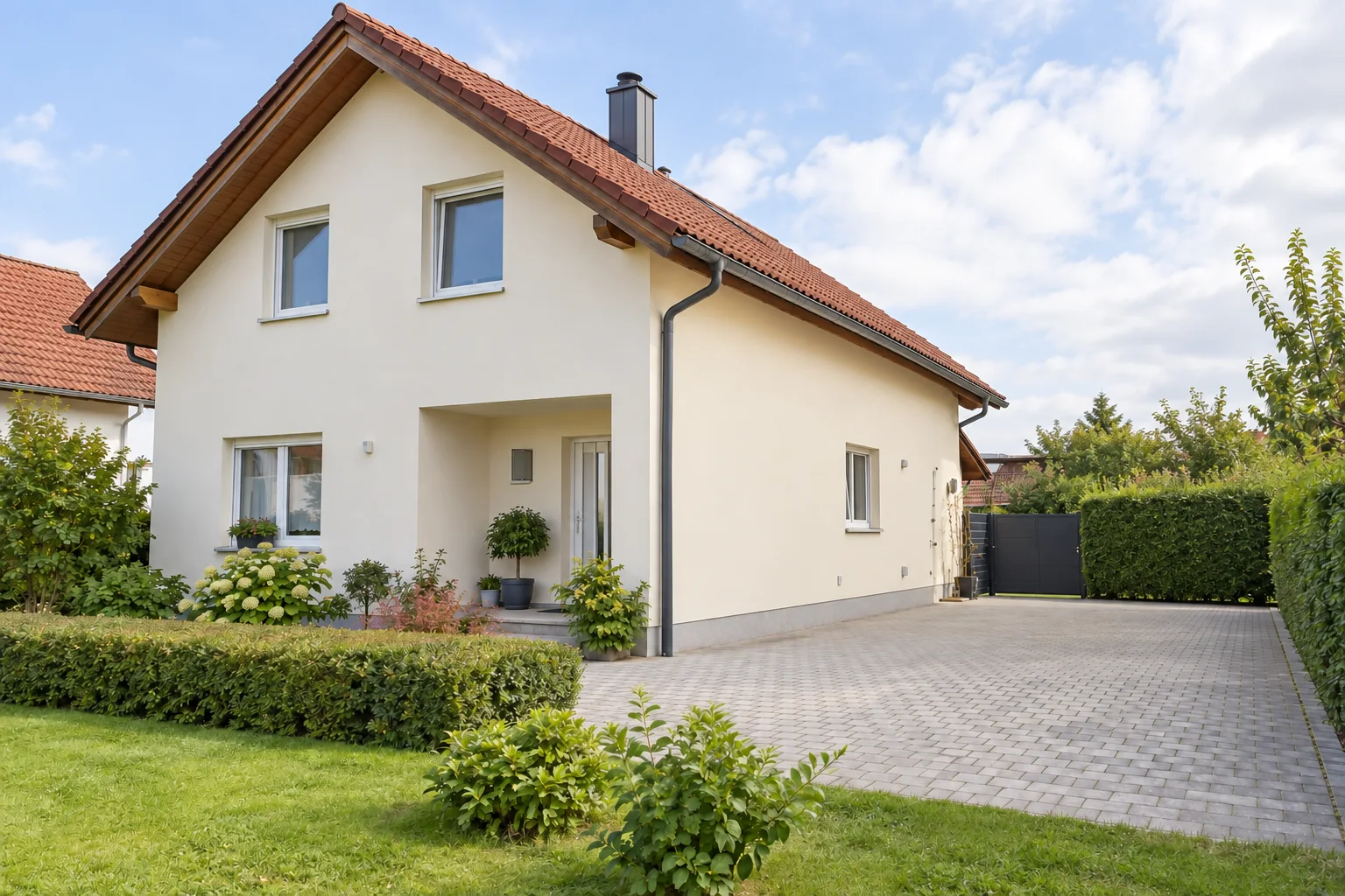 Illustrative photo of a house with an uncovered driveway