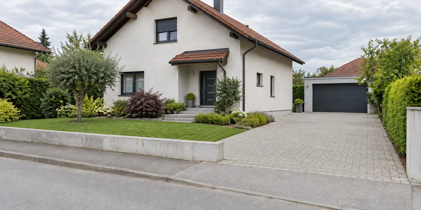 Illustrative photo of an open front garden before a fence is installed